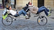 A couple from France arrived in Kazakhstan on a tandem