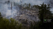 Mokhnatka Mount near Almaty caught fire
