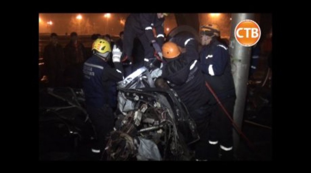 Toyota Camry with 4 girls ripped in halves in Almaty 