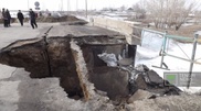 Meltwater partially destroys bridge near Semey