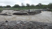 Bridge washed out by rainwater in East Kazakhstan