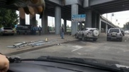 Offroader drives off bridge in Almaty