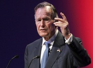 Elder Bush shaves head in support of child with cancer 