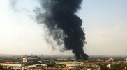 New MEGA mall construction site on fire in Almaty