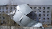 Storm rips off half of 800 sq m roof in one piece in Pavlodar