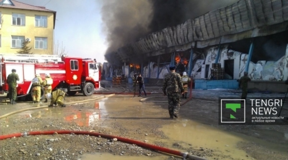 Wholesale stores on fire in South Kazakhstan