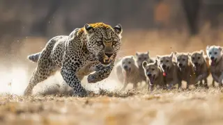 Video of a battle between dogs and a leopard appeared online