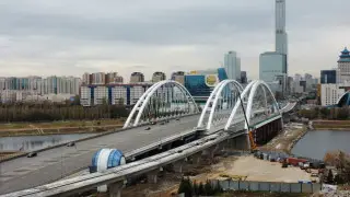 Construction of the cable-stayed LRT bridge completed in Astana