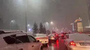 Snowfall and heavy traffic jams: road situation in Almaty