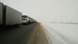 Hundreds of trucks stranded at the Kazakhstan-Russia border