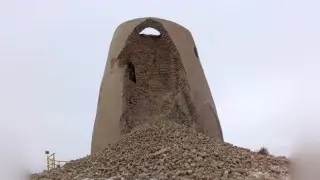 A 13th century monument partially collapsed in Turkestan region