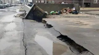 Newly installed underground waste containers collapse in Aktau