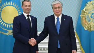 Tokayev meets with UEFA president meets in Astana