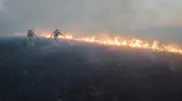 Grass fire broke out in Akmola region