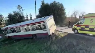 Bus carrying workers falls into a ditch in Astana
