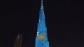 World’s tallest building lit up in Kazakhstan flag colors