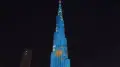 World’s tallest building lit up in Kazakhstan flag colors