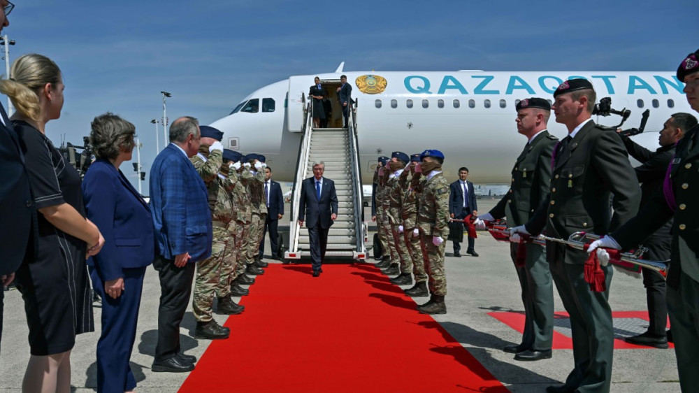 Kazakhstan's President Tokayev arrives in Brussels for official visit