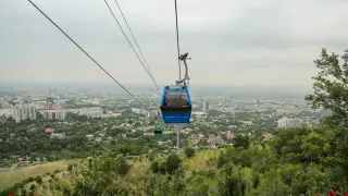People stuck in cable car cabins on Kok-Tobe in Almaty