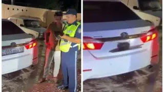 Driver in Turkestan region hid license plate using special device