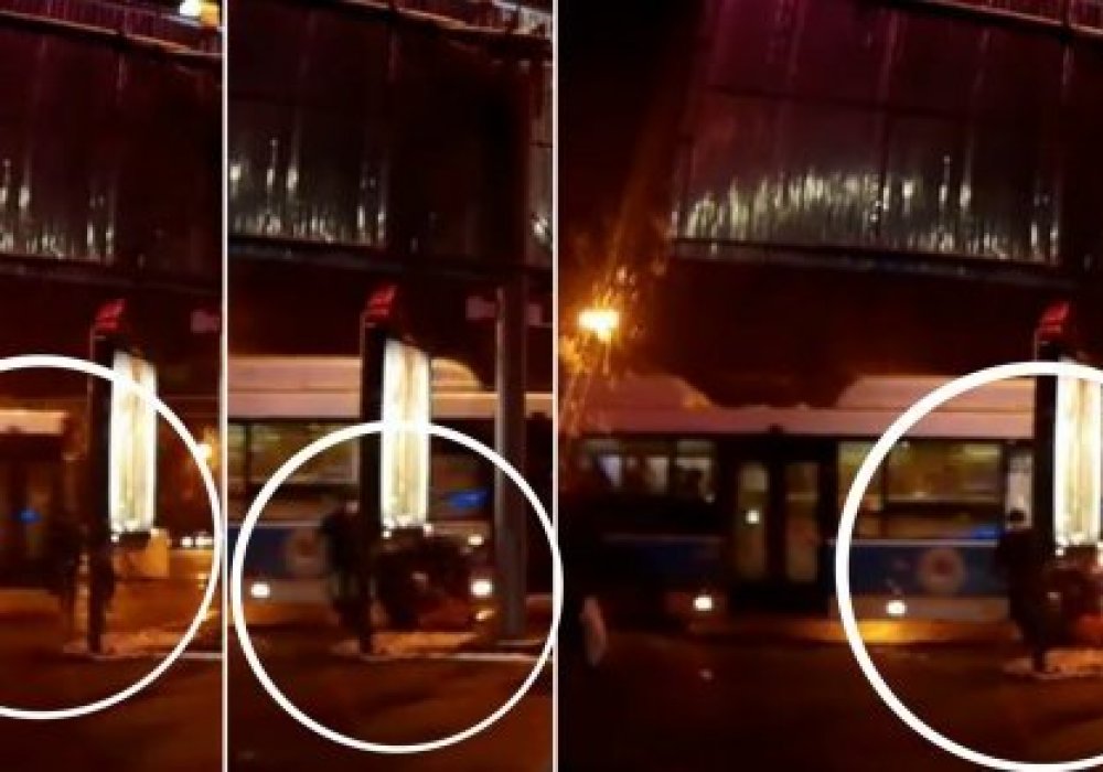 Алматыда автобустың адам қағып кеткені бақылау камерасына түсіп қалды