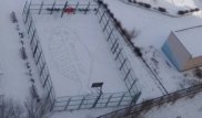 Ақтауда балалар футбол алаңына "Синий киттің" суретін салып қойды