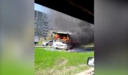 Өскеменде автобус өртеніп, жүргізуші күйіп қалды