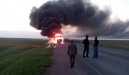 Қостанайдан Астанаға шыққан жолаушылар автобусы түгі қалмай өртеніп кетті