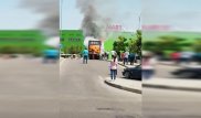Алматыда түркиялық заттарды тиеген жүк көлігі өртенді