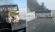 Ақтөбеде өртенген автобус: Оқиға орнынан суреттер мен видеолар жарияланды
