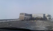 Жамбыл облысында автобус пен жүк көлігі соқтығысты: 7 адам зардап шекті