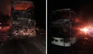 Алматы облысында жолаушылар автобусы түгі қалмай өртеніп кетті