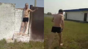Павлодар облысында мас ер адам ішкиіммен стадионда жүрген
