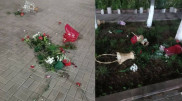 Теміртауда вандал жауынгерлер ескерткішіне қойылған гүл шоқтарын шашып тастаған
