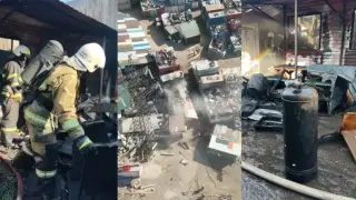 Алматыда базар маңындағы асхана өртенді