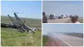 Ақмола облысында электр желісінің тірегі құлап, жолды жауып қалған