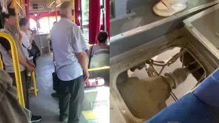 Шымкентте едені тесік автобус видеоға түсіп қалды