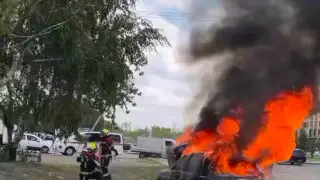 Астанада көлік өртенді - видео