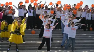 Абай ауданында "Зорлық-зомбылықсыз 16 күн" акциясы аясында флешмоб ұйымдастырылды